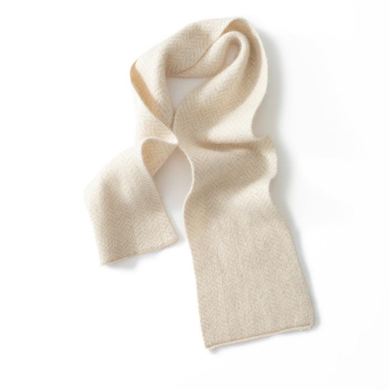 マフラー メンズ 上質 カシミヤ ニット 両面 ジャカード ヘリンボーン柄 ロング ストール スヌード 秋冬 防寒 保温性 通勤 ビジネス カジュアル ホワイト キャメル グレー