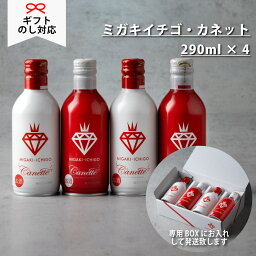 【ミガキイチゴ・カネット 赤白セット】 国産 <strong>缶</strong>ワイン 290ml 4本セット いちご <strong>スパークリングワイン</strong>ギフト 誕生日 内祝 結婚 記念日 お祝 贈り物 ご挨拶 外飲み パーティー キャンプ いちご お酒　敬老の日