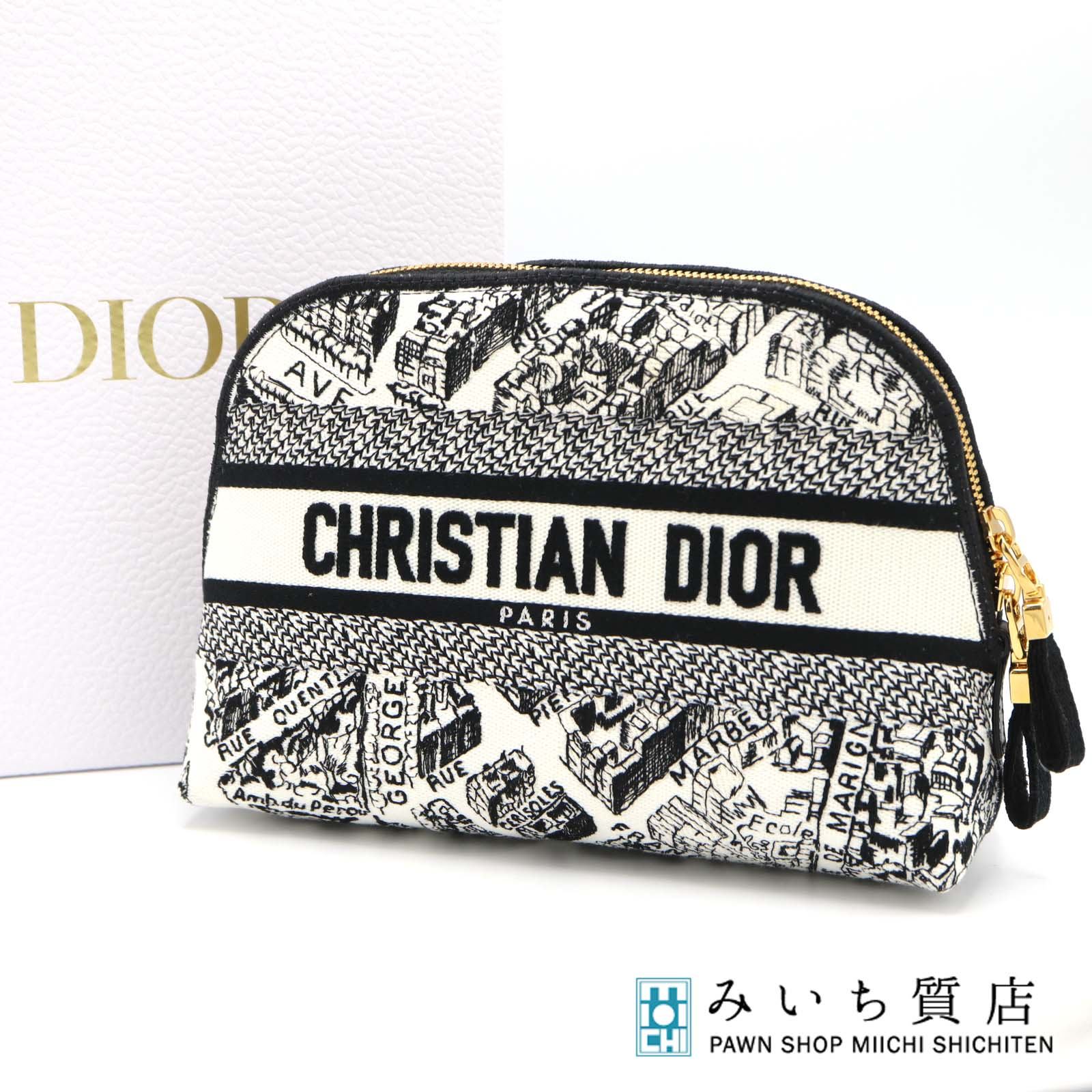 質屋 Christian Dior ディオール ポーチ ブラック×ホワイト 化粧ポーチ 小物 箱有 H19576 みいち質店
