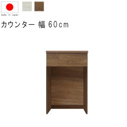 キッチンカウンター 60 完成品 幅60cm 高さ93cm 9.3才 天板下台セット WH木目 BR木目 ダストオープン型 ダストボックス対応 引出し 引出 日本製 サイドボード リビング収納 キッチンカウンター モダン 北欧 シンプル 送料無料 GMK【QSM-240】