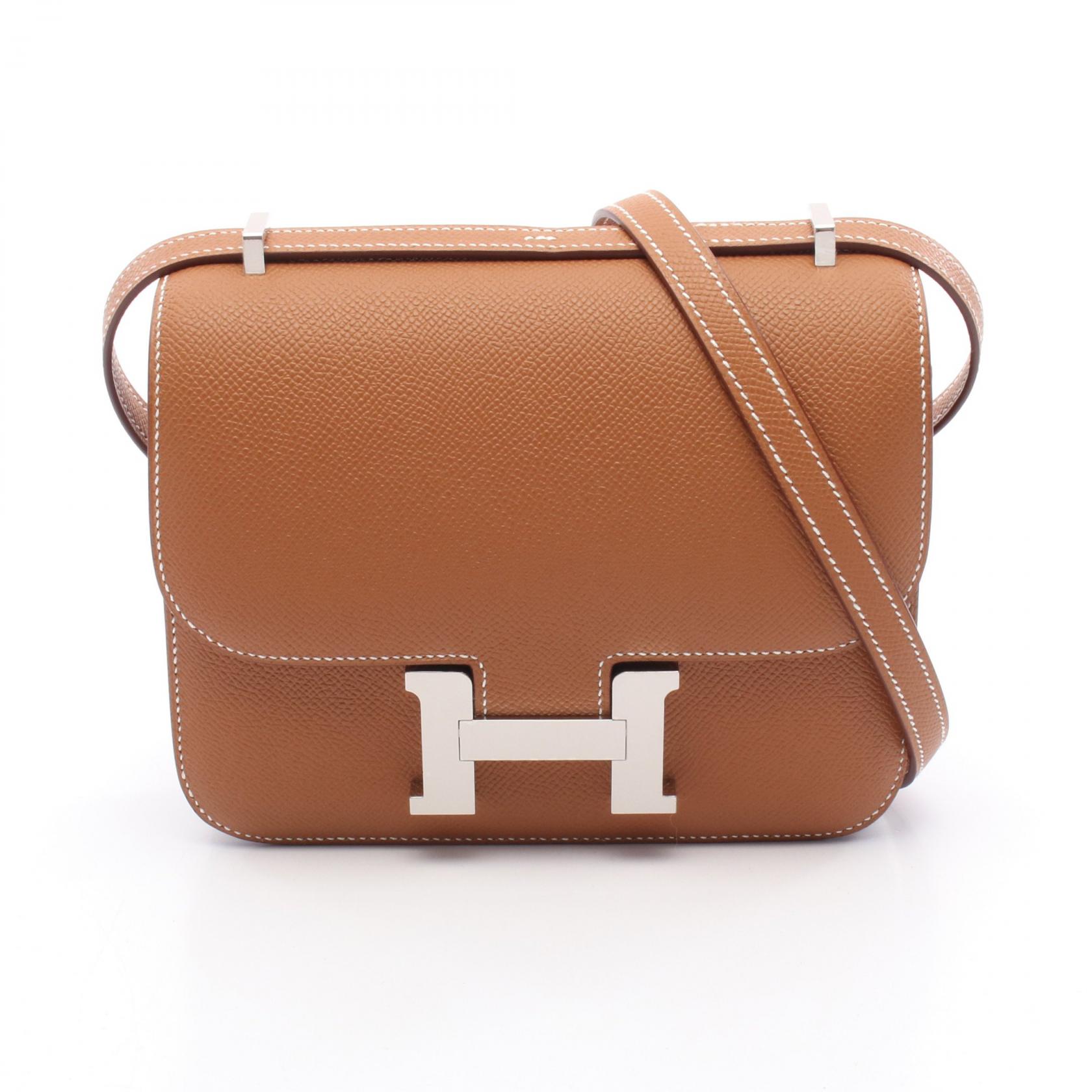 【8％OFFクーポン対象】エルメス HERMES コンスタンス3 ミニ ミロワール ゴールド ショルダーバッグ バッグ ヴォーエプソン ヴォーエプソン レディース ブラウン系 【中古】
