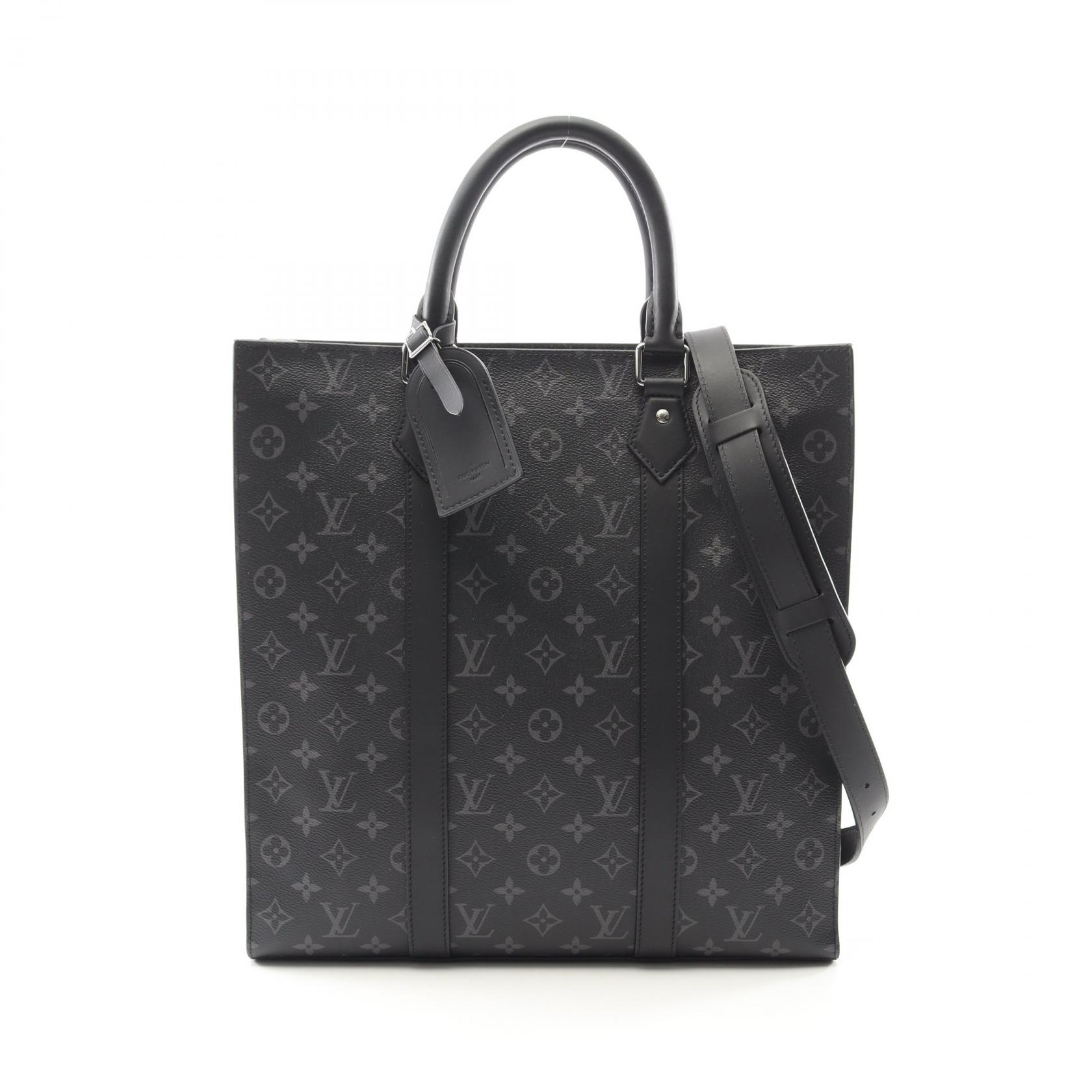 ルイ・ヴィトン LOUIS VUITTON サックプラ モノグラムエクリプス トートバッグ バッグ PVCコーティングキャンバス レザー メンズ ブラック系 M46452 【中古】