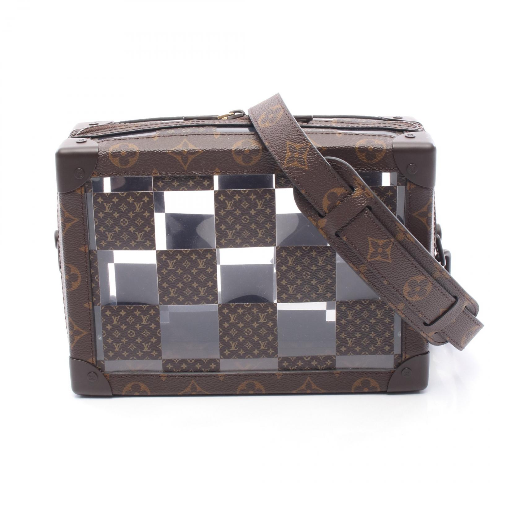 ＼15％OFFクーポン対象／ルイ・ヴィトン LOUIS VUITTON スリムソフトトランク モノグラムチェス ショルダーバッグ バッグ PVCコーティングキャンバス メンズ ブラウン系 M20871 【中古】