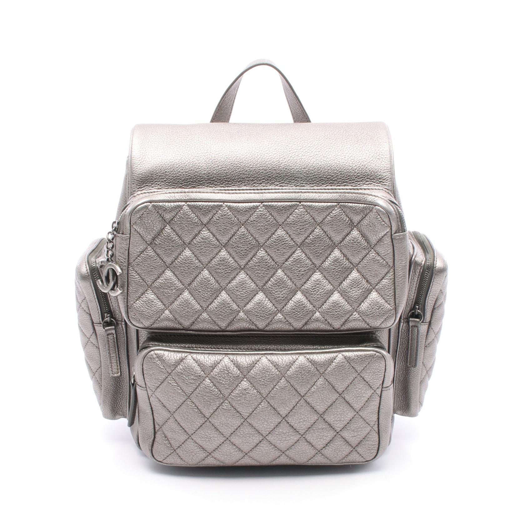 シャネル CHANEL マトラッセ リュックサック バックパック バッグ レザー レディース シルバー系 【中古】