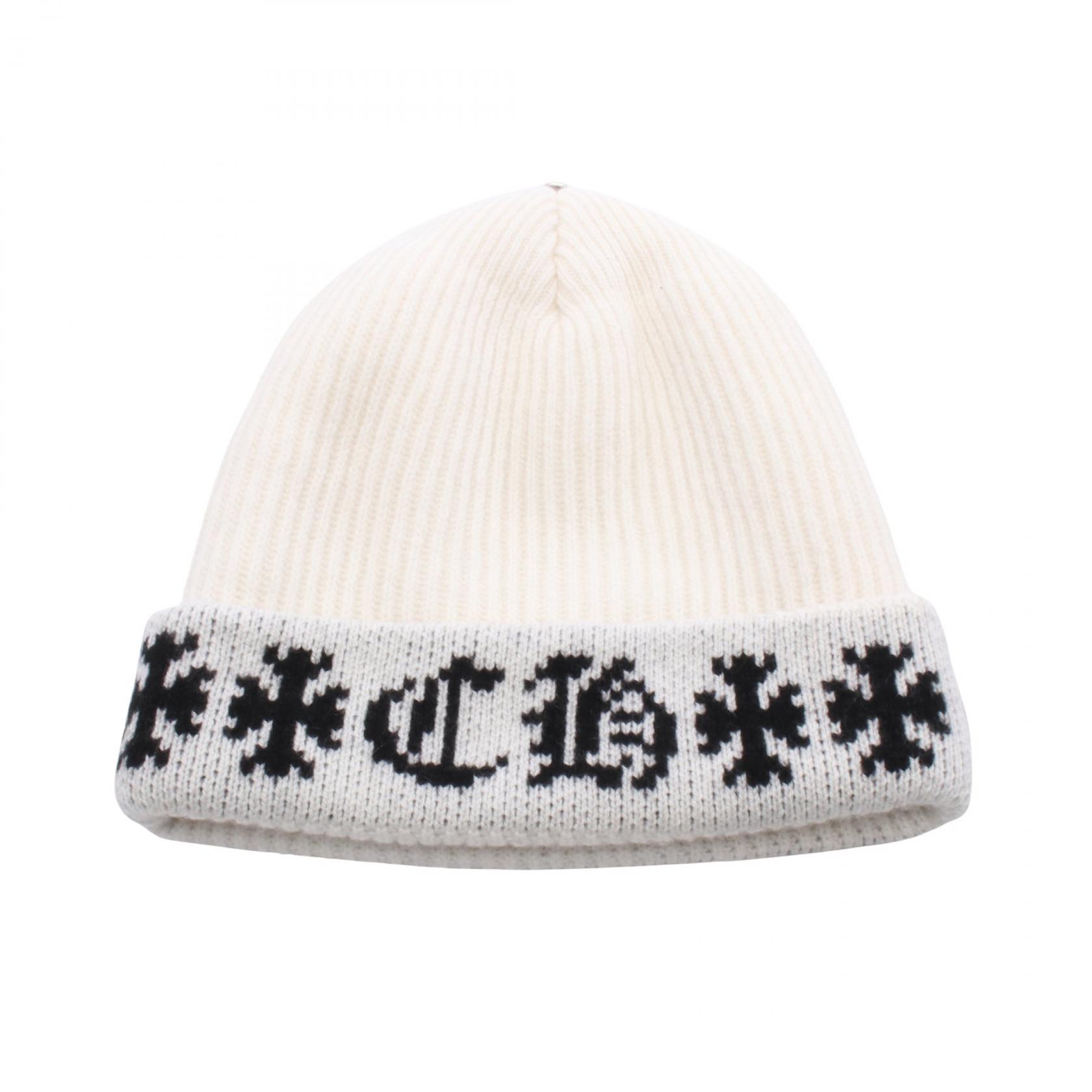 【最大4万円OFFクーポン対象】クロムハーツ CHROME HEARTS ニット帽 ニットキャップ 帽子 カシミヤ メンズ ホワイト系 / ブラック系 【中古】