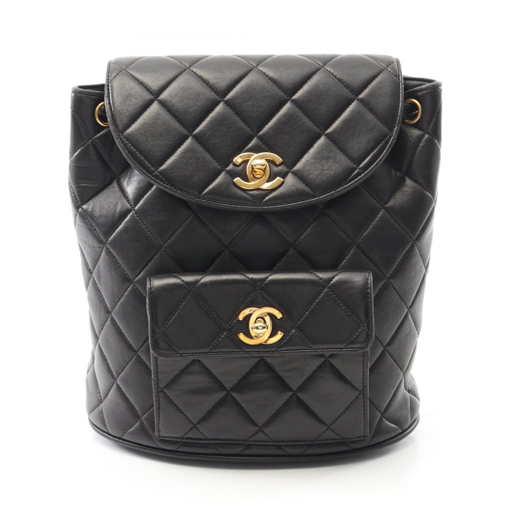【10％OFFクーポン対象】シャネル CHANEL マトラッセ リュックサック バックパック バッグ ラムスキン（羊革） レディース ブラック系 A10177 【中古】