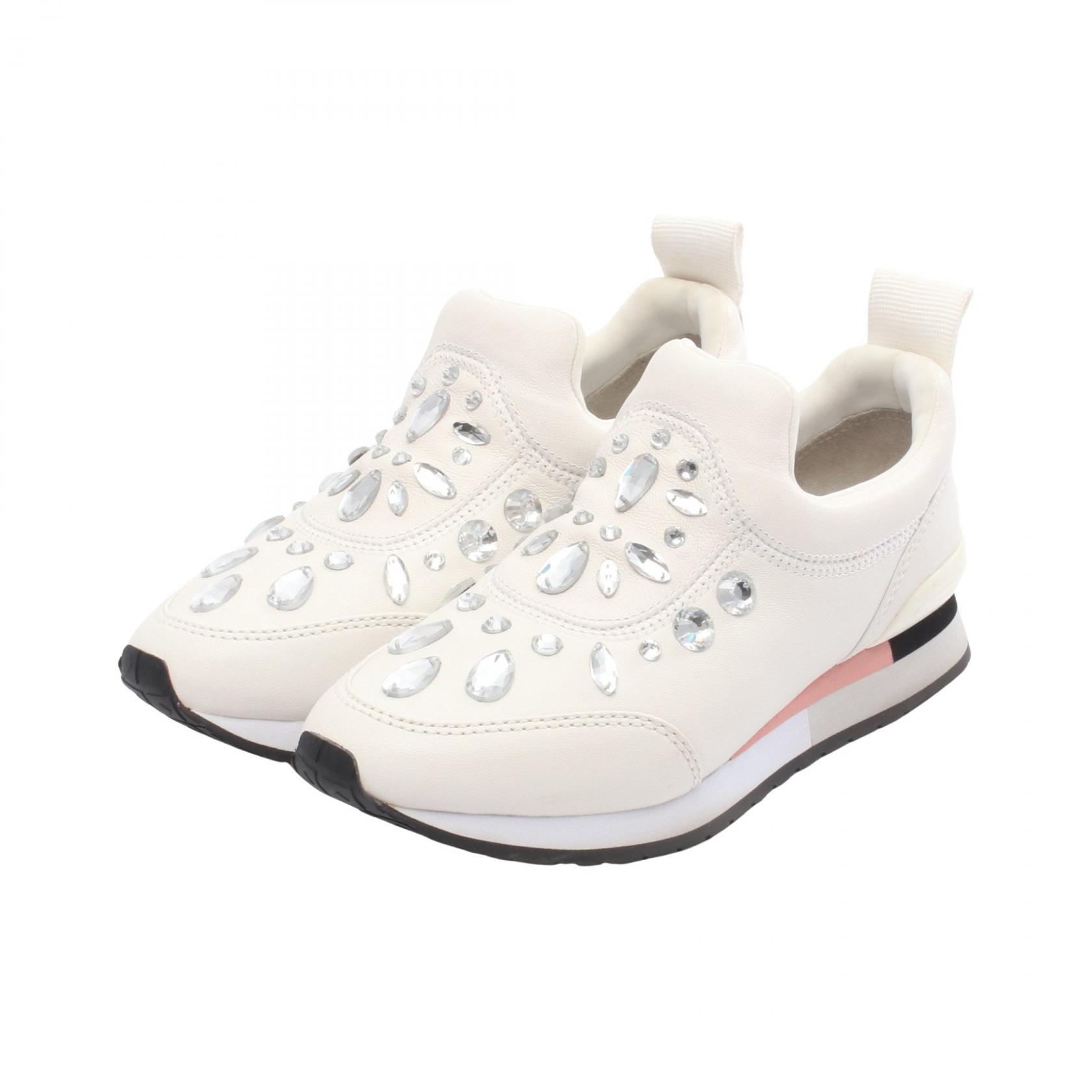 ＼15%OFFクーポン対象／トリーバーチ Tory Burch Laney Embellished Runn スニーカー 靴 レザー レディース ホワイト系 36409-100 【中古】