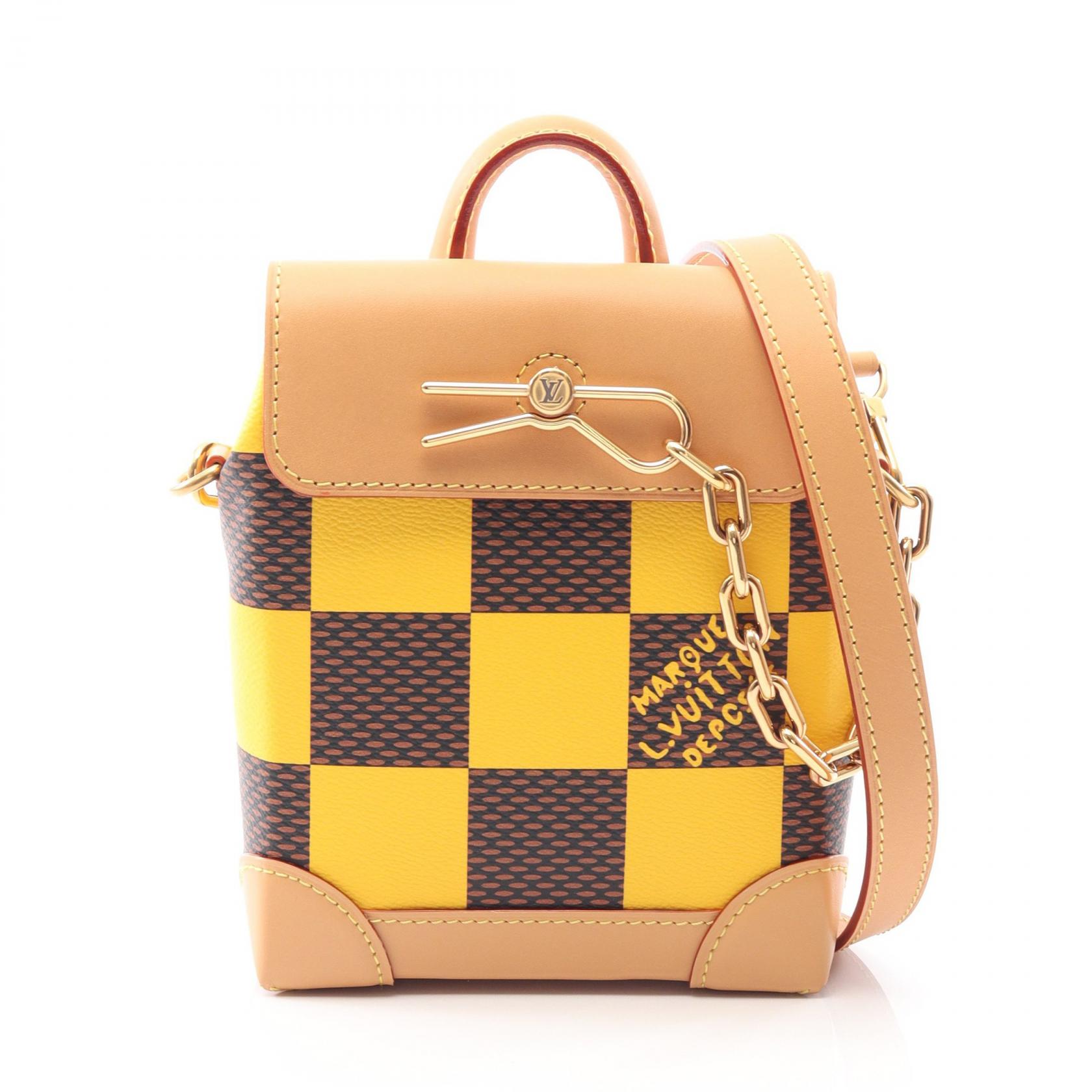 ◆全品5%OFFクーポン対象◆ルイ・ヴィトン LOUIS VUITTON ナノ スティーマー ダミエポップ ショルダーバッグ バッグ PVCコーティングキャンバス レザー ダミエ メンズ ブラウン系 / イエロー系 N40536 【中古】