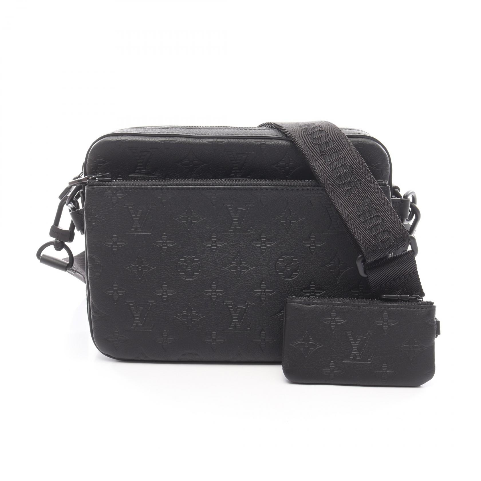 ルイ・ヴィトン LOUIS VUITTON トリオ メッセンジャー モノグラムシャドウ ショルダーバッグ バッグ レザー メンズ ブラック系 M46602 【中古】