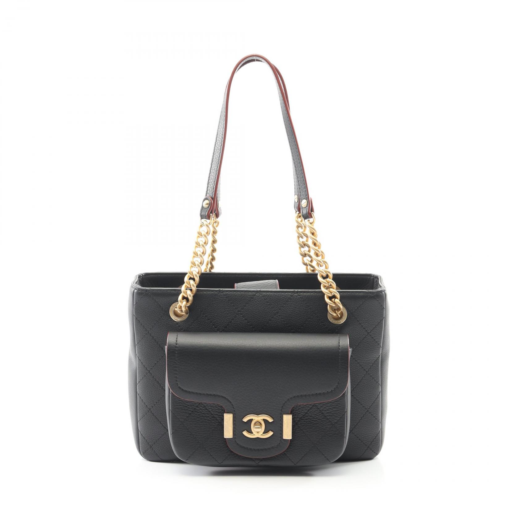 ＼15％OFFクーポン対象／シャネル CHANEL マトラッセ トートバッグ バッグ レザー レディース ブラック系 【中古】