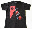 【DC】Tシャツ『ハーレイクイン&バットマン/Lサイズ(BK)※ワケあり※』 DCコミックス・バットマン・アメキャラ・アメコミ・アメリカン雑貨