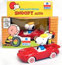 ◎スヌーピー SNOOPYヴィンテージ　ダイキャストメタル　ミニカー（レッドカー/ハンチング帽）