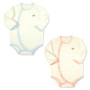 *ミキハウスのベビー服*【アウトレット】パステルボーダー♪薄手の長袖ボディシャツ(60cm-70cm)