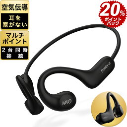 【P20倍】 QCY 空気伝導 ワイヤレスイヤホン オープンイヤー bluetooth 5.3 ブルートゥース イヤホン ネックバンド マルチポイント 2台同時 ENC ノイズキャンセリング IPX6 防水 落下防止 左右一体 首かけ スポーツ 両耳 高音質 長時間 通話 iphone android 対応