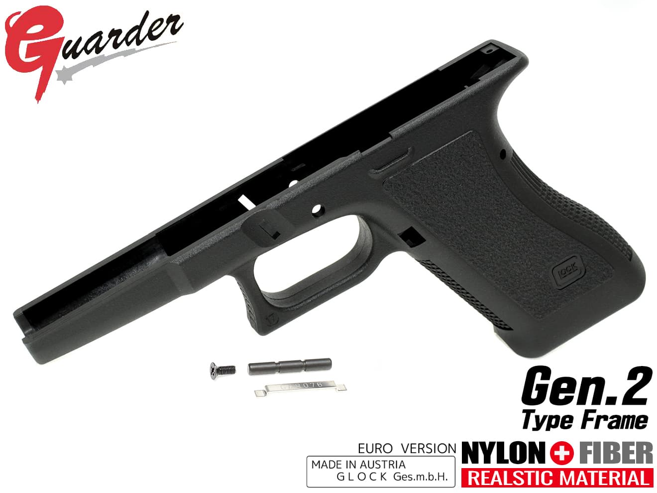 GLK-200(BK)■GUARDER GLOCK Gen.2 オリジナルフレーム EURO ver BK◆EURO刻印 リアルポリマー樹脂使用フレーム 東京マルイ GLOCKシリーズ対応 G17 G18C G22 G34