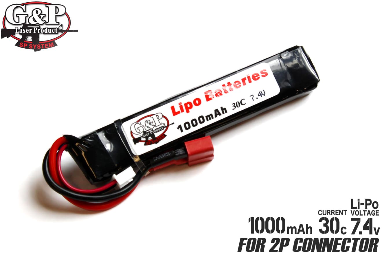 【薄型コンパクト設計】G&P GP-BAT002 7.4V 1000mAh (30C)リチウムポリマーバッテリー★ストックパイプ内もOK　検）電動ガンマルイVFCKSC