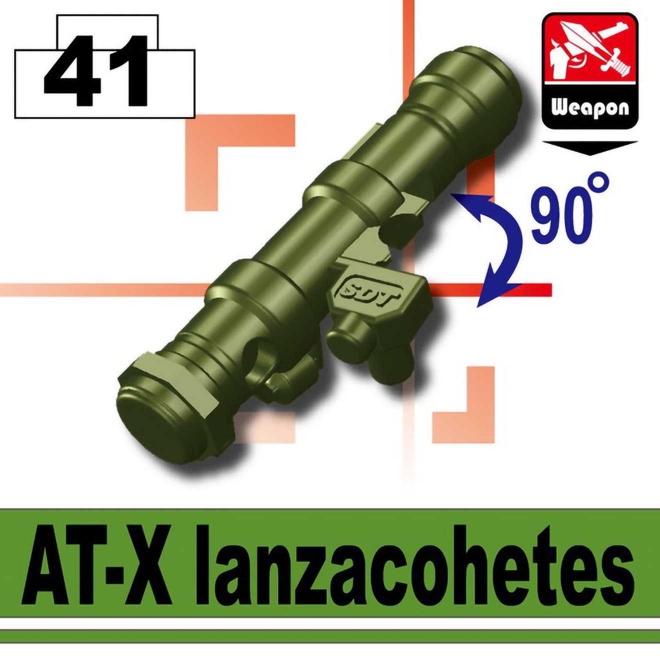 【レゴカスタムパーツ/ウエポンパーツ】AFM AT-X ロケットランチャー/タンクグリーン◆米軍制式採用AT4モデリング/ロケラン/フィグ用［全国一律300円配送可能］