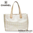CHANEL シャネルニュートラベルライントートバッグMMベージュ 中古 送料無料