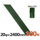 シンセイ 園芸支柱 イボ付/内キャップ式 20Φ×2400mm ≪100本セット≫