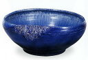 信楽焼きの技の逸品　　 本物の手作りの一品信楽焼き 水鉢 青ガラス（20号） 　睡蓮鉢　　水鉢　　送料無料