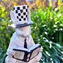 ラビット(BOOK)　不思議の国シリーズうさぎの置物　置物　ラビット　うさぎワンダーランド　Rabbit in Wonderlandお庭や玄関の片隅に。