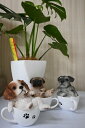 ティーカップdog　3個セット置物　かわいい置物　犬の置物ミニチュアシュナウザー　パグ　ブリタニースパニエルお庭や玄関、お部屋にも合います。プレゼントにもどうぞ。