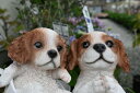 ティーカップ　犬　2個セット置物　かわいい置物　犬の置物ブリタニースパニエルお庭や玄関、お部屋にも合います。プレゼントにもどうぞ。
