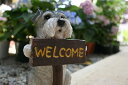 ウェルカムわんこ　かわいい　犬の置物WELCOME 　子犬　ウェルカムボード　シュナウザーお庭や玄関先、お部屋にもどうぞ。
