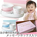 名入れ メッセージボックス入りベビー食器セット ピンク ブルー