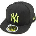 【即納】NEWERA ニューエラ キャップ キッズ KIDS 59FIFTY ニューヨーク ヤンキース COLOR CUSTOM ブラック/ネオンイエロー (11310409)(NEW ERA)【コンビニ受取対応商品】