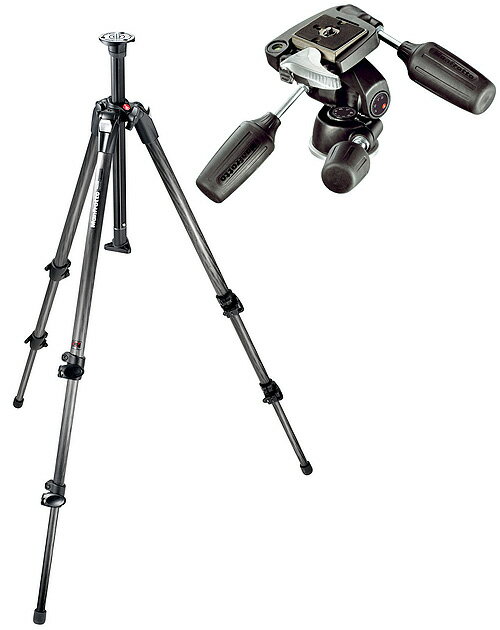 [耐加重4kg]Manfrotto #190CX3,804RC2K カーボン三脚＋3D雲台セット『3~4営業日後の発送』