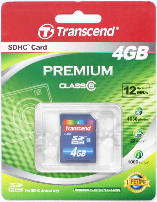 Transcend 4GB SDHCカードClass6(高速)『即納〜2営業日後の発送』クラス6トランセンドジャパン永久保証付【SDHC対応デジカメ、ビデオカメラ用】
