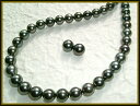 高品質タヒチ黒真珠ネックレス&イヤリング(ピアス)セット