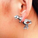 恐竜ピアス/1個販売 バックキャッチピアス ダイナソー T-REX イヤーカフ イヤークリップ イヤーフック メンズ レディース おもしろ 個性的 耳飾り アクセサリー イヤーラップ パーティジュエリー 怪獣 ファッションピアス シングルピアス 3D 立体 おもちゃ 仮装 20G 20ゲージ