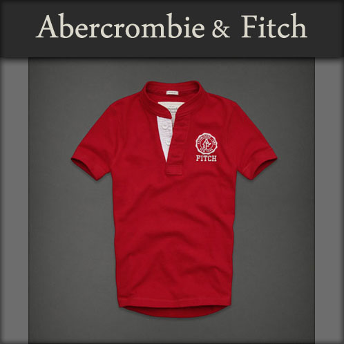 アバクロ Abercrombie&Fitch 正規品 メンズ半袖ヘンリーネックTシャツ レッド A02B B1C C1D D2E E11F 【がんばろう！福島】