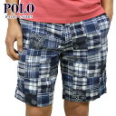 【ポイント10倍 6/4 20:00?6/11 01:59まで】 ポロ ラルフローレン POLO RALPH LAUREN 正規品 メンズ パッチワーク ハーフパンツ INDIGO MADRAS PATCHWORK SHORT