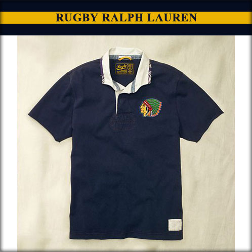 ラルフローレンラグビー 正規品 メンズ半袖ラガーシャツ Solid Chief-Patch Rugby ネイビー A07B B1C C1D D8E E06F 【送料無料】【がんばろう！福島】