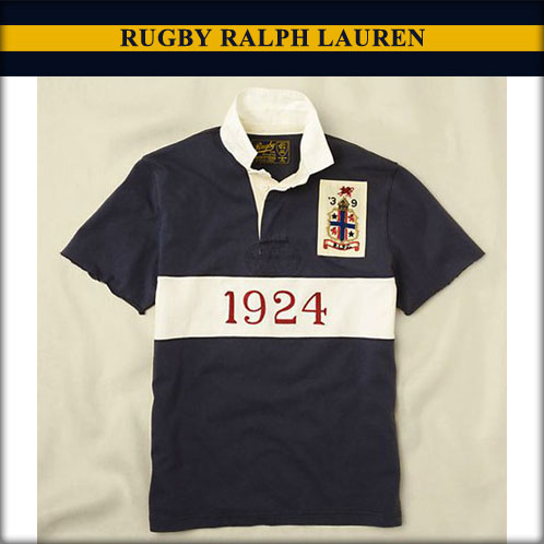 ラルフローレンラグビー 正規品 メンズ半袖ラガーシャツ 1924 Chest-Stripe Rugby ネイビー A07B B1C C1D D8E E06F 【送料無料】【がんばろう！福島】