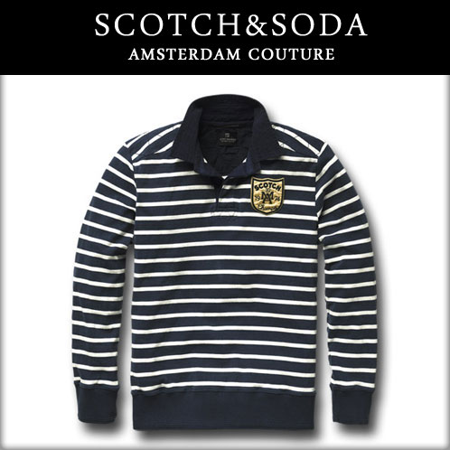 スコッチアンドソーダ SCOTCH&SODA 長袖ラガーシャツ 55211 ネイビーホワイト A39B B1C C1D D8E E01F E06F 【送料無料】【がんばろう！福島】