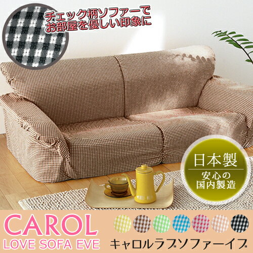 値下げ！ ソファー sofa 【キャロル ラブソファーイヴ】 二人掛け 2人掛け 軽量 日本製 一人暮らし インテリア シンプル キレイめ おしゃれ 楽天 チェック 生地 座り心地 ローソファー 【新品アウトレット】 【RCP】