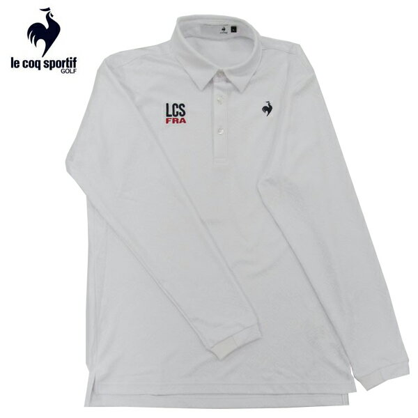 ゴルフウエア　ルコック　ストレッチフォーサー　ジャガード長袖シャツ　LG4FLS03M　WH　ホワイト
