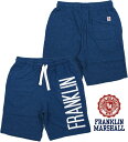 【SALE】30%OFF★FRANKLIN&MARSHALL/フランクリンマーシャルPANTS FLEECE CLASSIC SHORTMen's classic fit Bermuda shorts made of plush ロゴプリント入りハーフスウェットパンツBLUE(ブルー)/PAMVA422S15