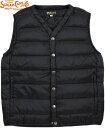 SUGAR CANE/シュガーケーンNYLON RIP STOP INNER DOWN VEST リップストップナイロン・インナーダウンベスト/パッカブルダウンベスト BLACK(ブラック)/SC13669