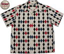 STAR OF HOLLYWOOD/スターオブハリウッド“DIAMONDS”S/S OPEN SHIRTダイヤモンド柄、半袖オープンカラーシャツOFF WHITE(オフホワイト)/SH37596