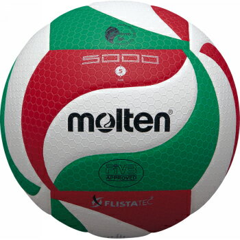 molten（モルテン）フリスタテックバレーボールV5M5000(白・緑・赤)※メーカーよりお取り寄せの商品となります
