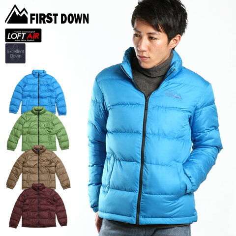 ダウンジャケット メンズ ミドル丈 全4色 エクセレントダウン 撥水 LoftAir ダウン80% フェザー20% M L XL LL ロフトエアー 透湿加工 防風対策 暖かい 秋冬 カジュアル シンプル アウター 保温性 フルジップ ポケット付 【FIRST DOWN(ファーストダウン)】 ---