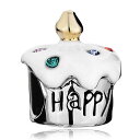 チャーム ブレスレット バングル用 LovelyJewelry ラブリージュエリー Happy Birthday Cake White Drip Gum Sale Cheap Jewelry Beads Fit Pandora Bracelets 【並行輸入品】