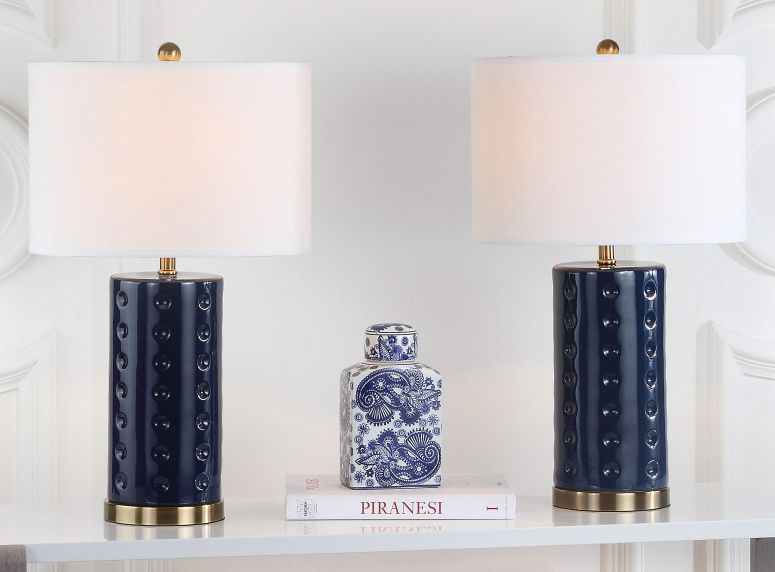 <strong>サファヴィヤ</strong> <strong>safavieh</strong> <strong>テーブルランプ</strong> サファビヤ サファヴィア Safavieh Lighting Collection Roxanne Navy 26-inch Table Lamp (Set of 2) 【並行輸入品】