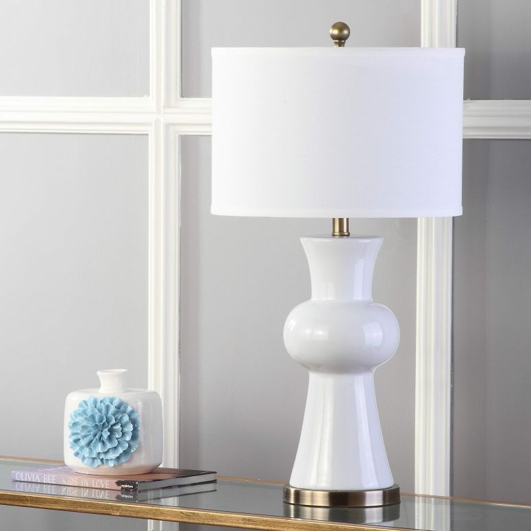 <strong>サファヴィヤ</strong> <strong>safavieh</strong> <strong>テーブルランプ</strong> サファビヤ サファヴィア Safavieh LITS4150B Lighting Lola White Column 30-inch (Bulb Included) Table Lamp 【並行輸入品】