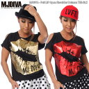 MJDIVA◆箔LIP肩あきドルマンTEE-BLK☆売れ筋 フィットネスウェア MJ DIVA Tシャツ レディース ダンス HIPHOP ヒップホップ DANCE ダンス衣装 リトモス FITNESS WEAR